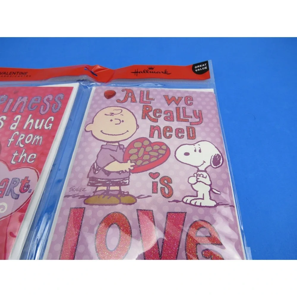 PEANUTS Snoopy, Woodstock & Charlie Brown Hallmark Valentine's Day Cards ~6 pack